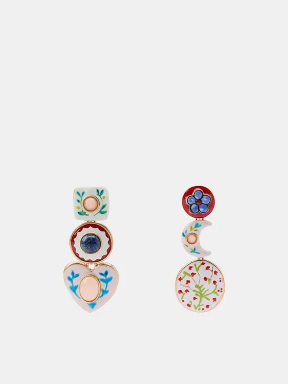 Zara TRIPLE HEART MOON STONE EARRINGS